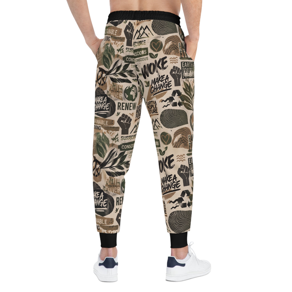 Eco Activist Athletic Jogger pants — "Make a Change" All-Over-Print
