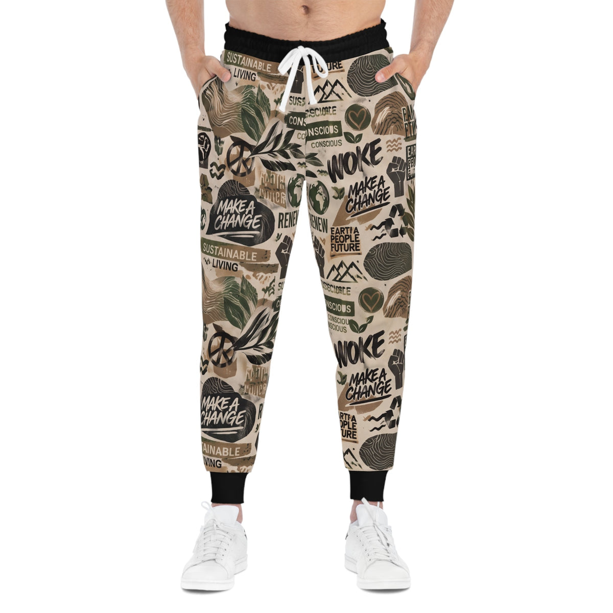 Eco Activist Athletic Jogger pants — "Make a Change" All-Over-Print