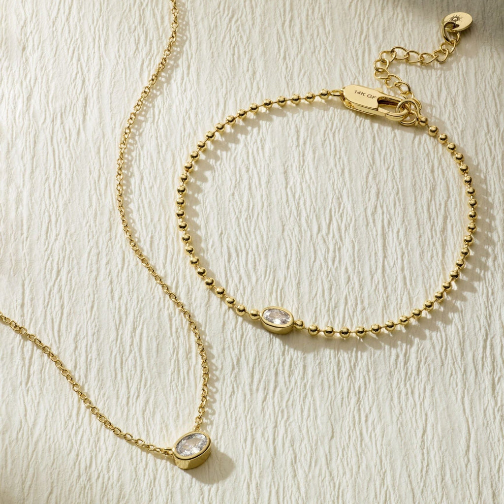 Gold Filled Diamond Oval Necklace