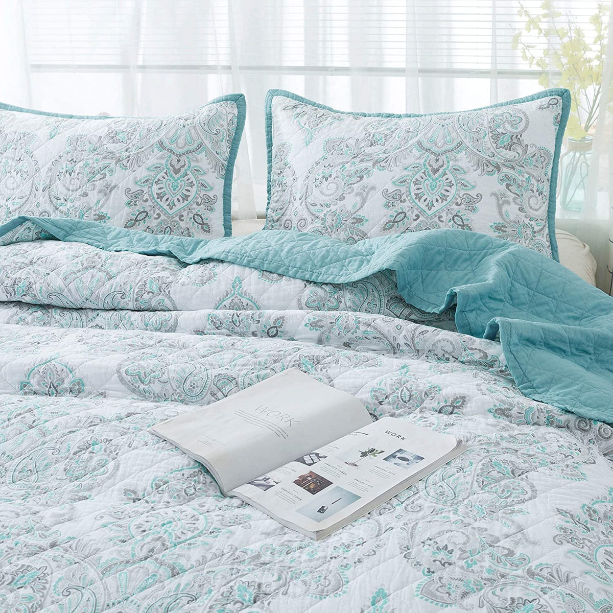 Kasentex Reversible Lightweight Cotton Floral Bedding Set Twin/Queen/King - Comfortable Home Bedding