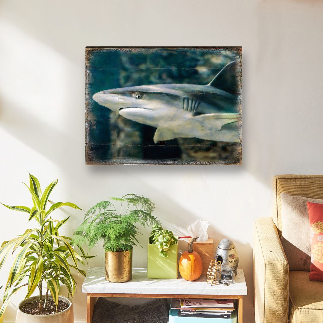 Zindanlari Shark Wooden Coastal Wall Art by Nature Wonders - Coastal Sea-Life Decor - 95324B