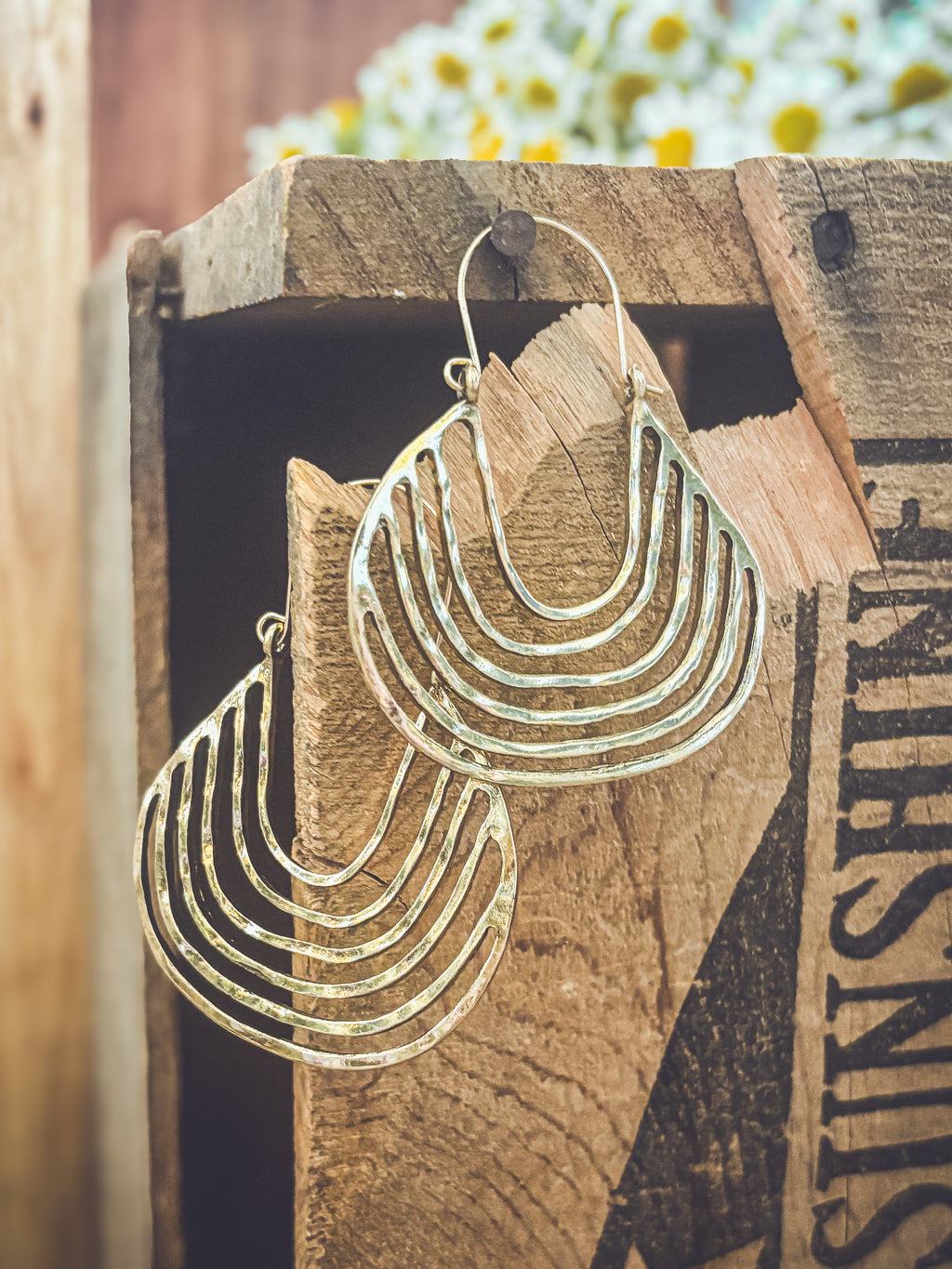 Beautiful Geometric Gold Drop Earrings