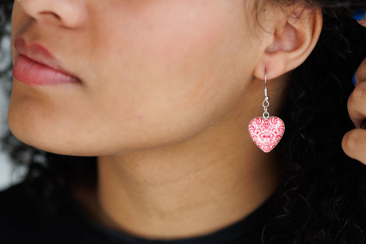 Beautiful Folk Style Heart Earrings