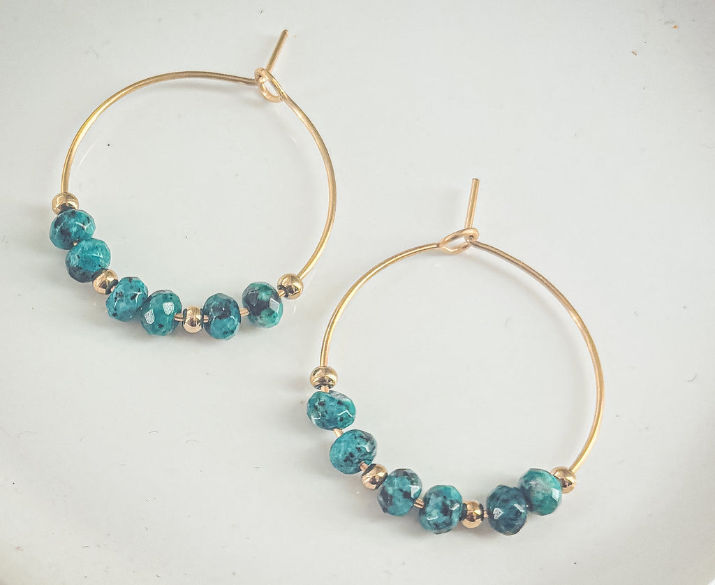 Beautiful Turquoise Stone Hoop Earrings