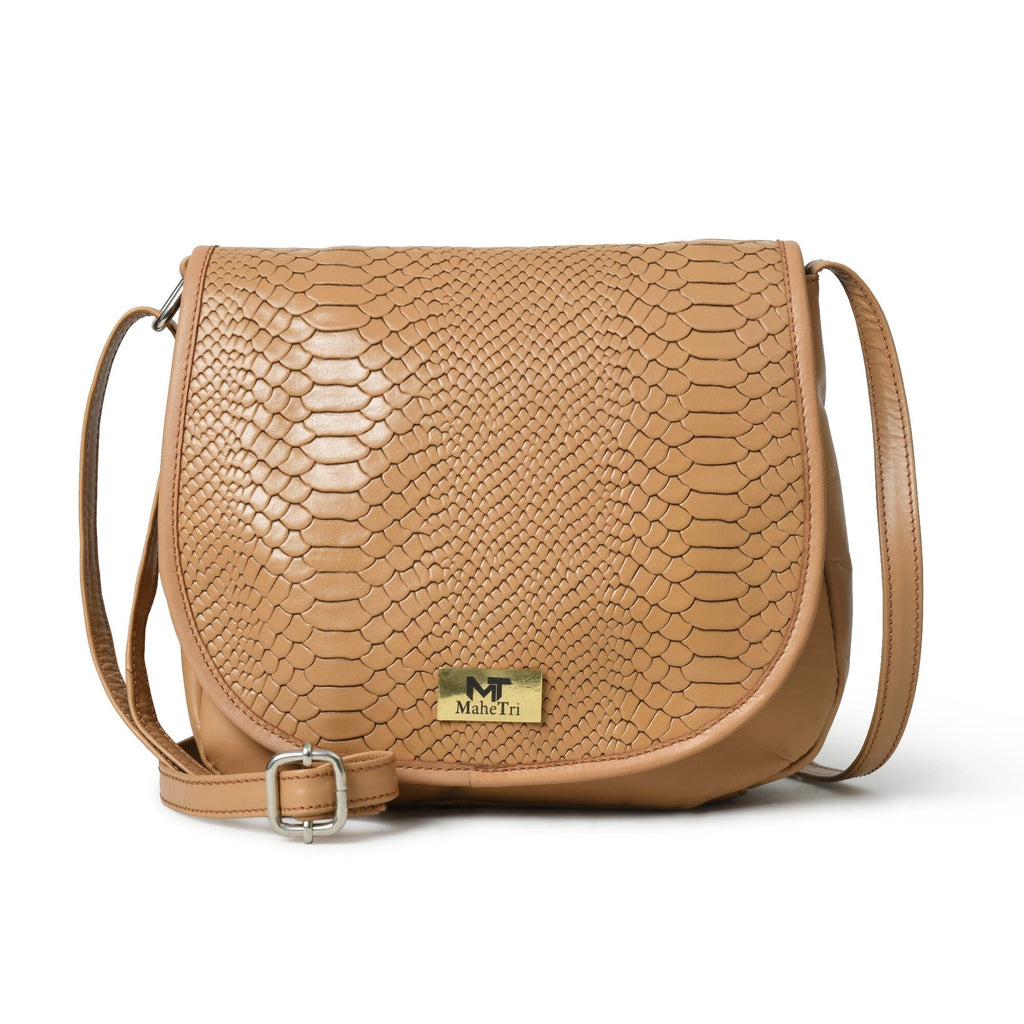 The Croco Satchel- Beige