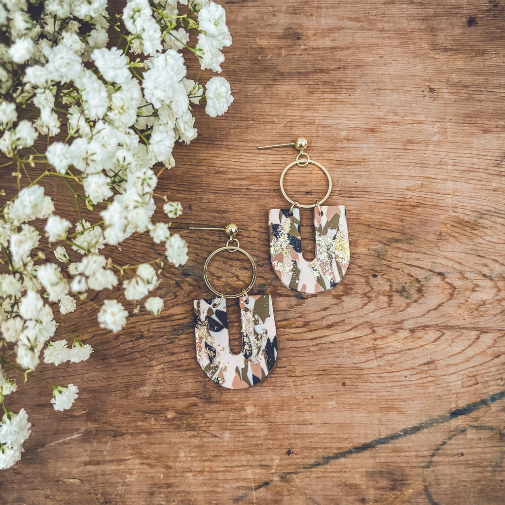 Beautiful Gold and Neutrals Geometric Earrings