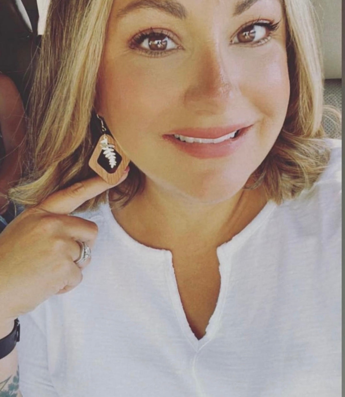 Beautiful Gold Leaf Wood Earrings