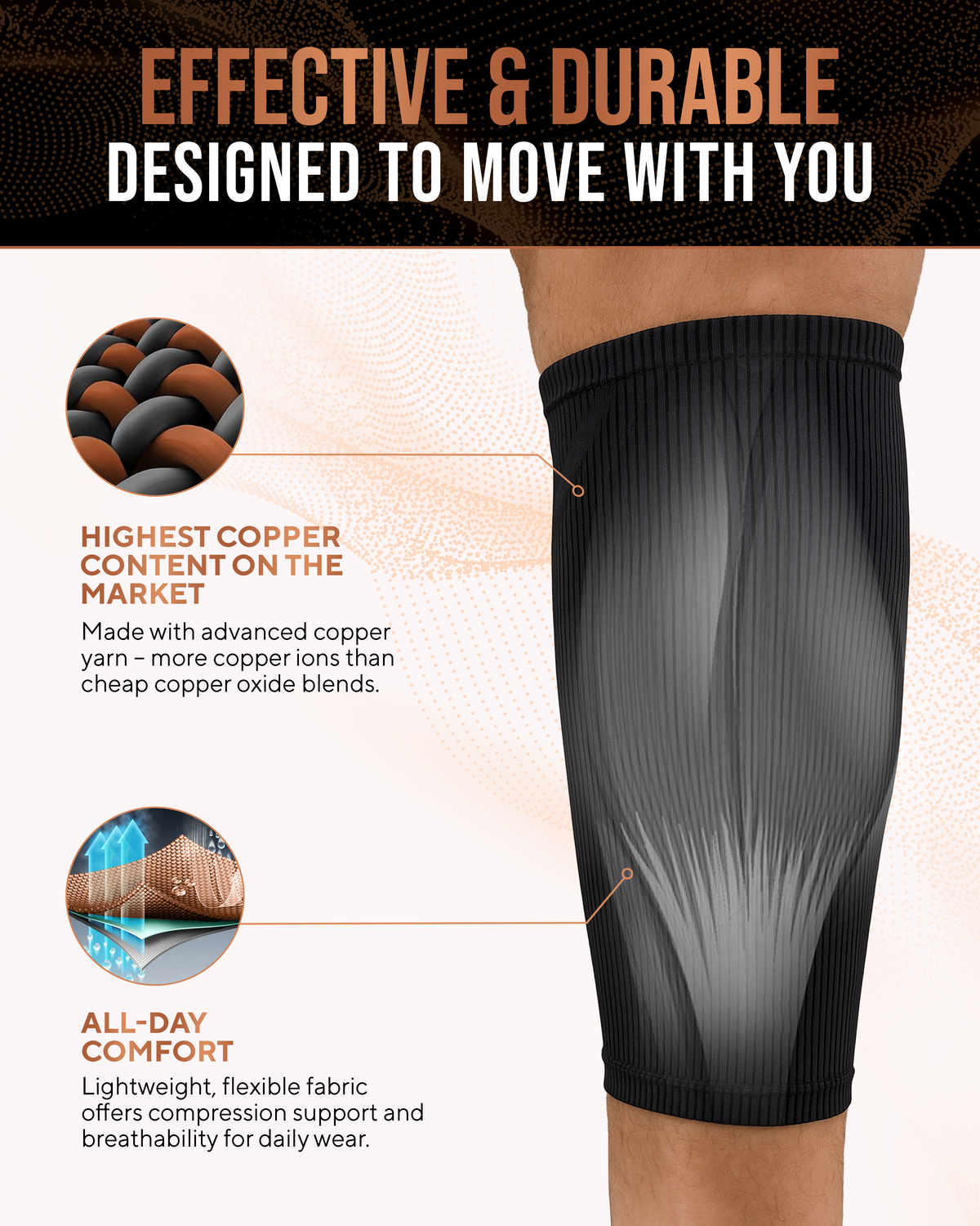 Copper Calf Compression Sleeves (2 Pack)