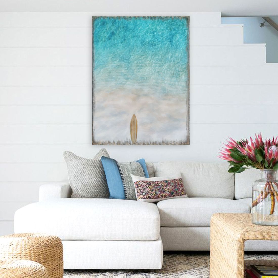 Surfboard Wooden Coastal Wall Art by Nature Wonders - Coastal Sea-Life Decor - 95394B