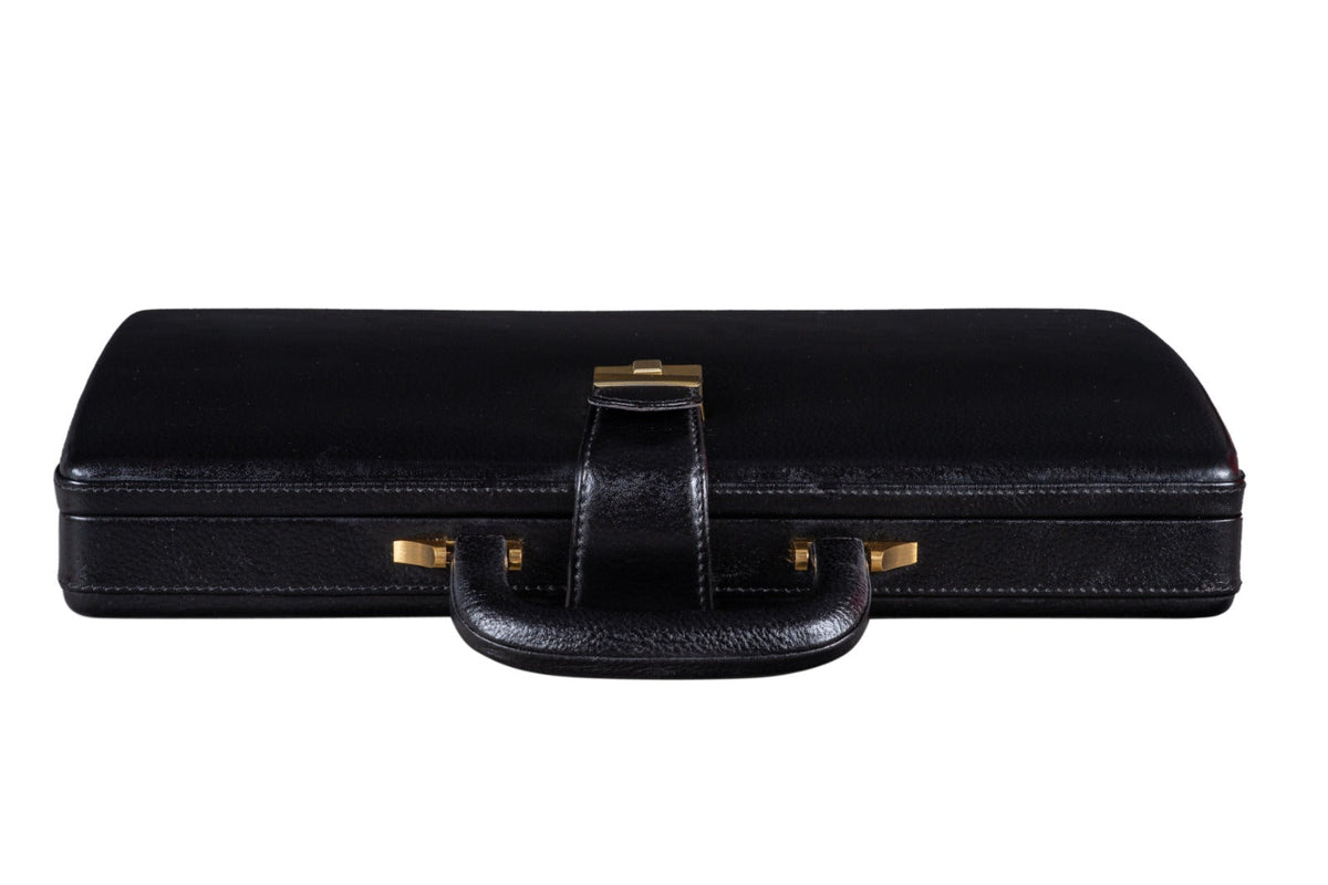 Leather Executive Men's Leather Attache Briefcase - Black