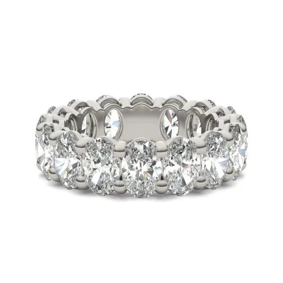 5 5/8 CTW Oval Lab Grown Diamond Couture Classic Eternity Ring 14K White Gold (G-VS)