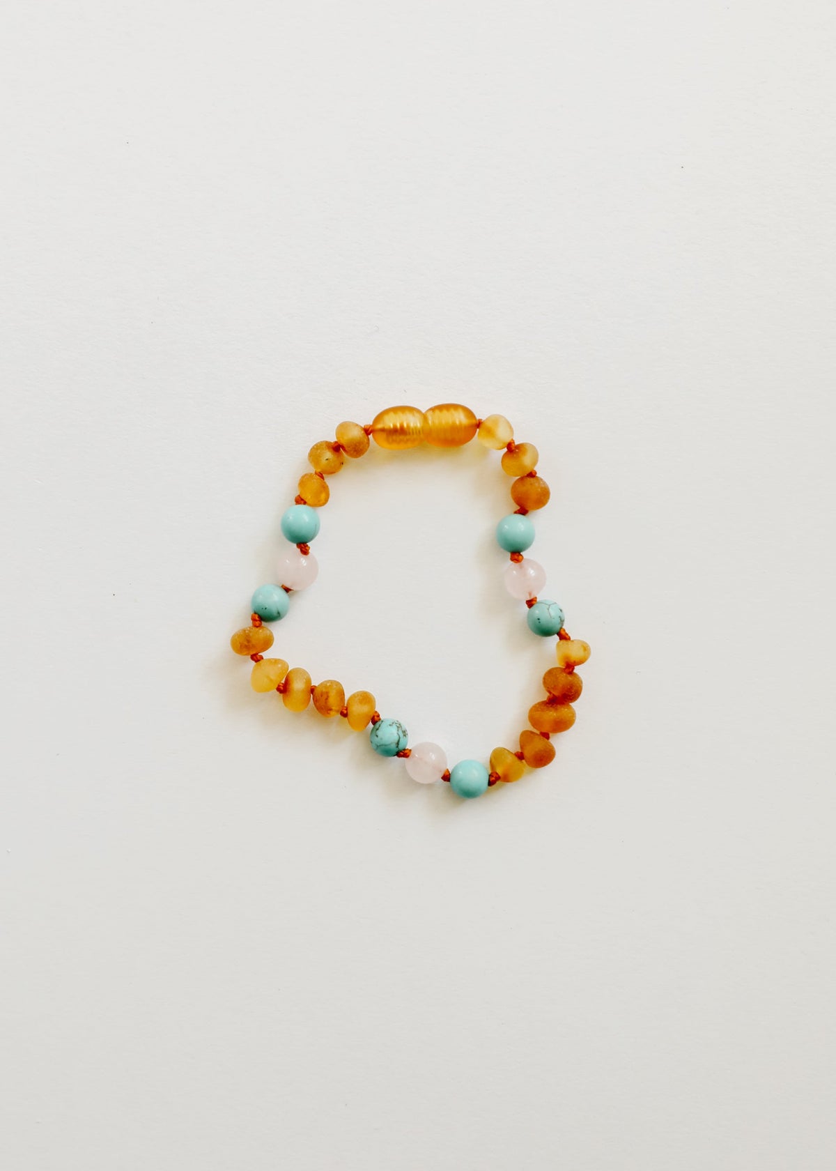 Raw Honey Baltic Amber and Natural Turquoise + Rose Quartz || Anklet or Bracelet
