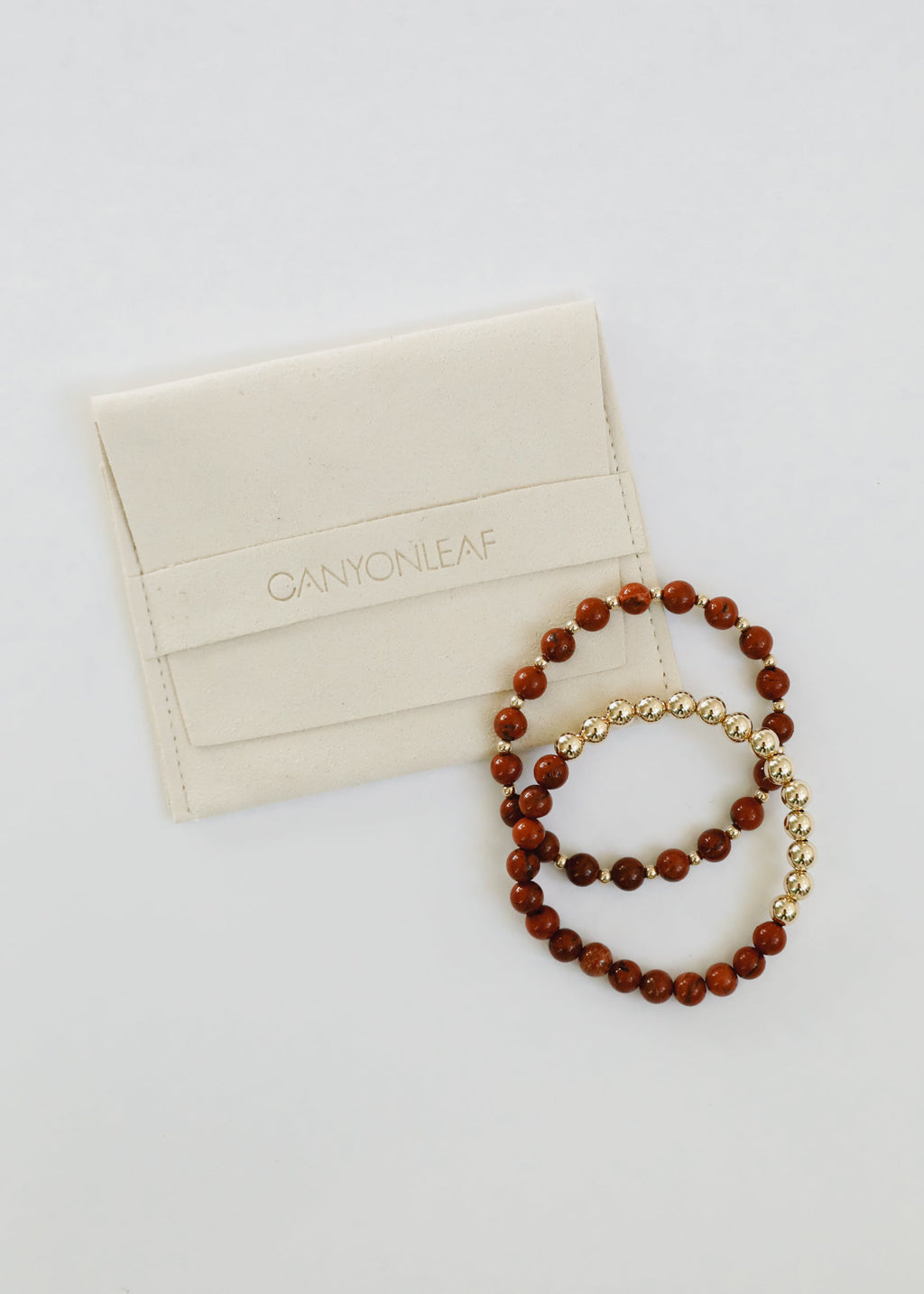 Red Jasper : 14k Gold Filled Sun + Moon || Stretch Bracelets