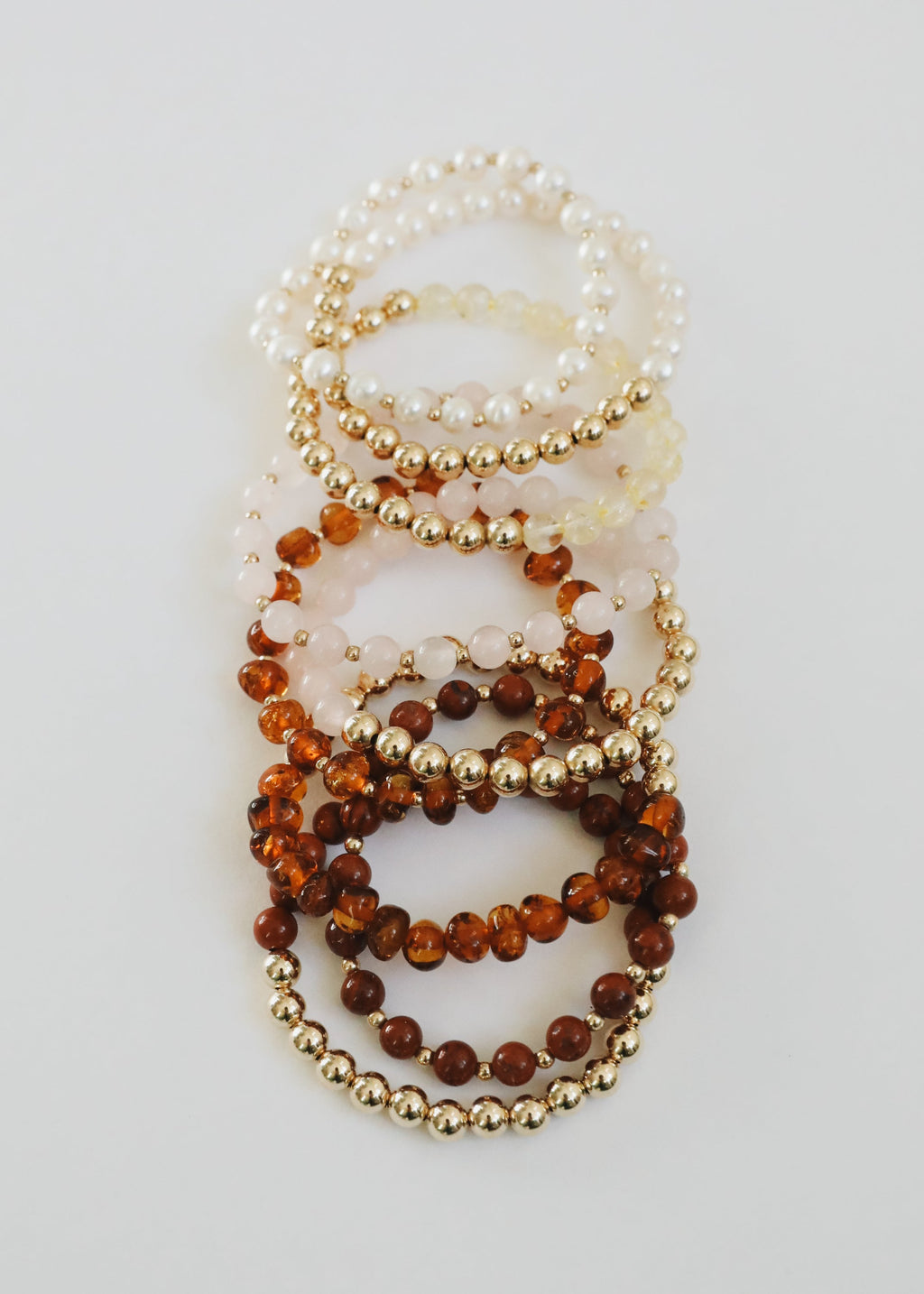 Red Jasper : 14k Gold Filled Sun + Moon || Stretch Bracelets