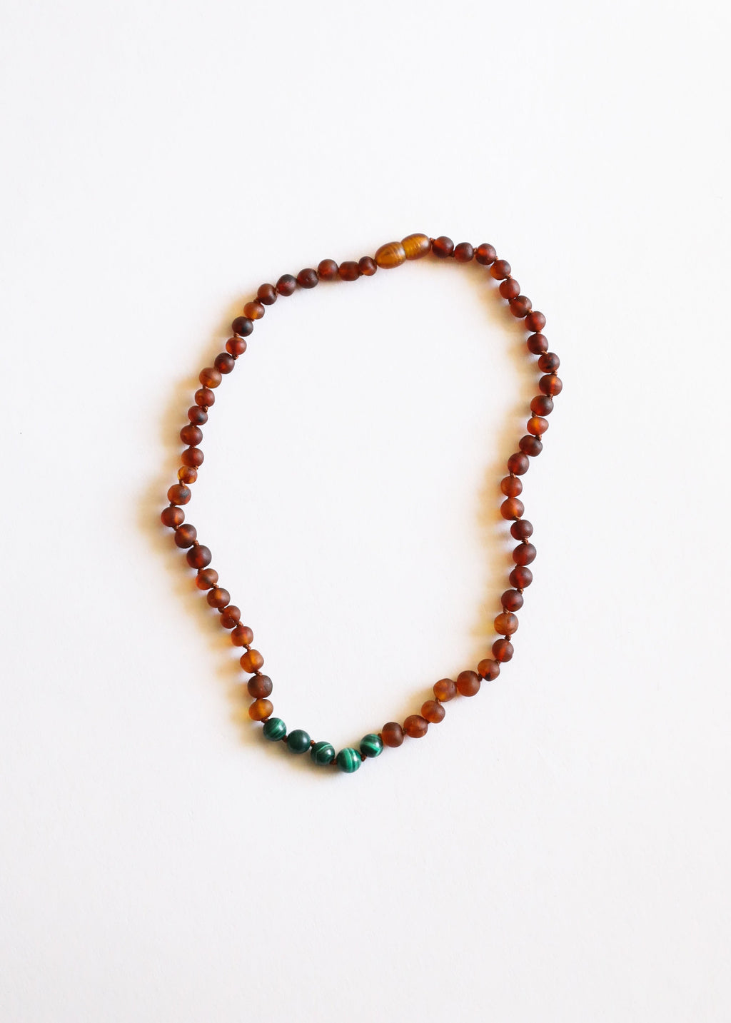 Raw Cognac Baltic Amber + Malachite || Necklace