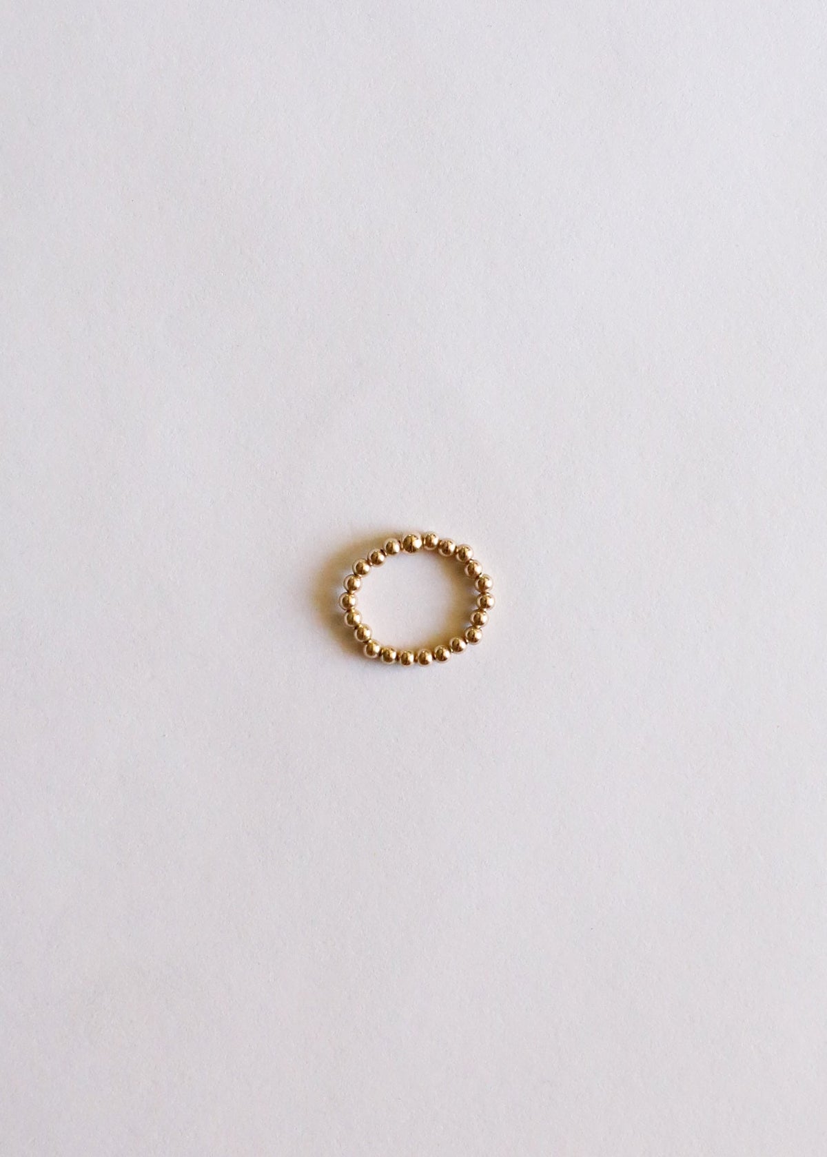 Raw Cognac Baltic Amber + 14K Gold Filled Beaded Ring Stack