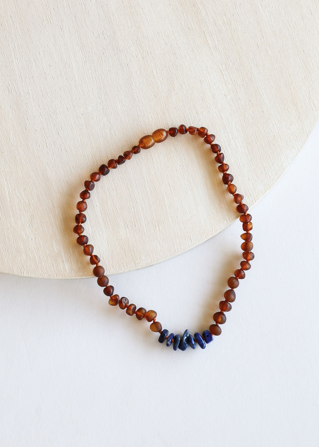 Raw Cognac Baltic Amber + Raw Lapis || Necklace