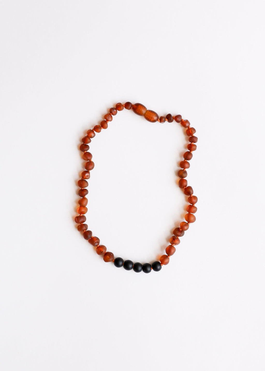 Raw Cognac Baltic Amber + Shungite || Necklace