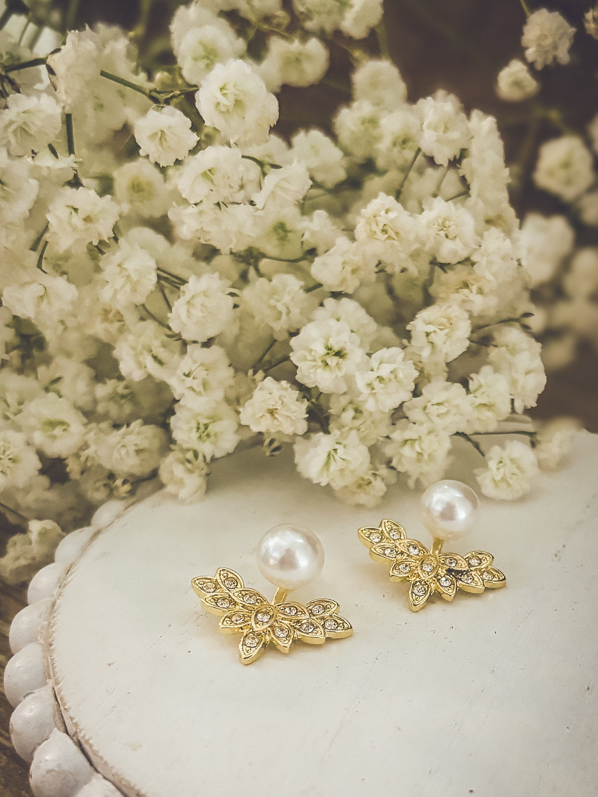 Beautiful Crystal and Pearl Jacket Earrings