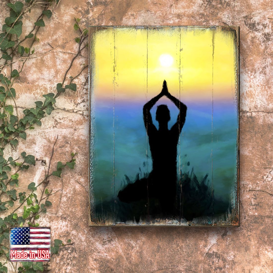 Yoga Art Wooden Wall Art by Nature Wonders - Nature Health Decor - 98435B