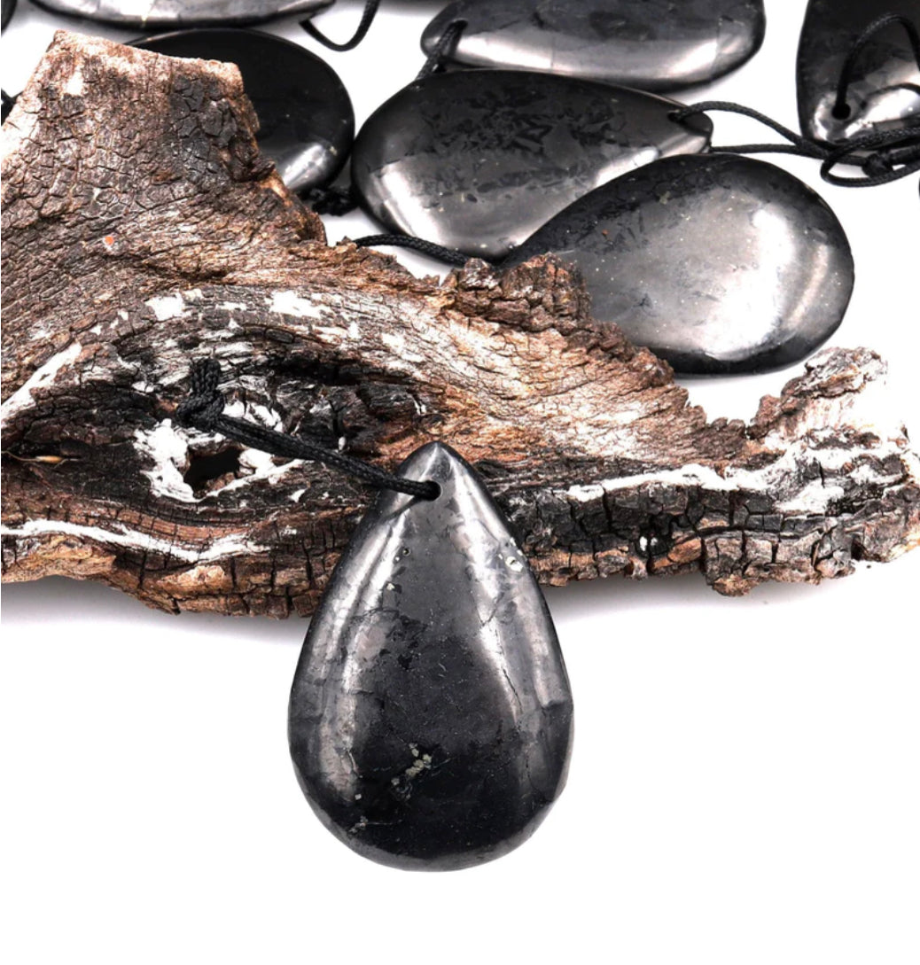 SHUNGITE PENDANTS! HURRY WHILE SUPPLIES LAST! - EMF Protection - Hand Cut Genuine Natural Shungite Pendant High Quality Black Lustrous Gemstone from Russia