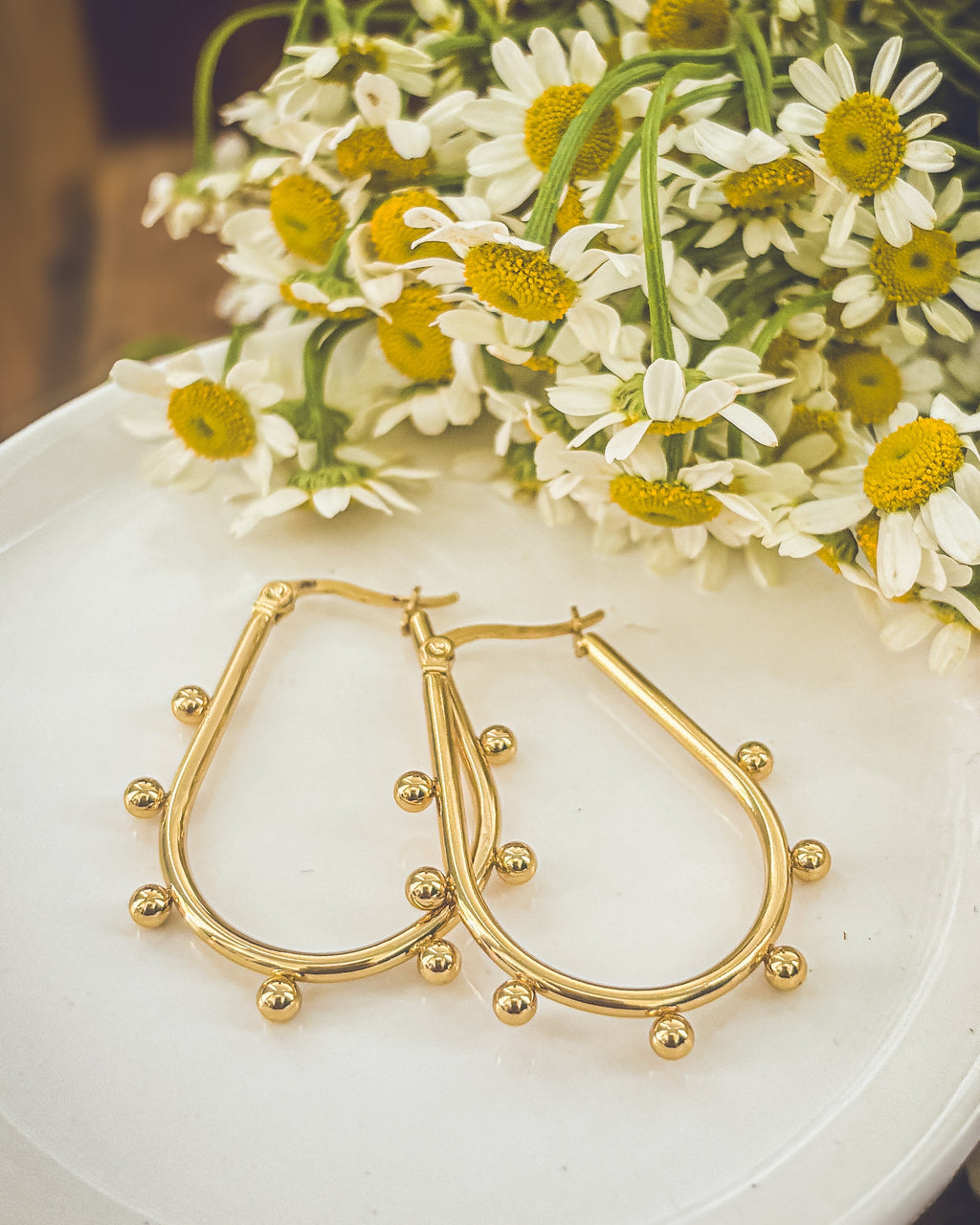 Beautiful Gold Hoop and Bauble Earrings