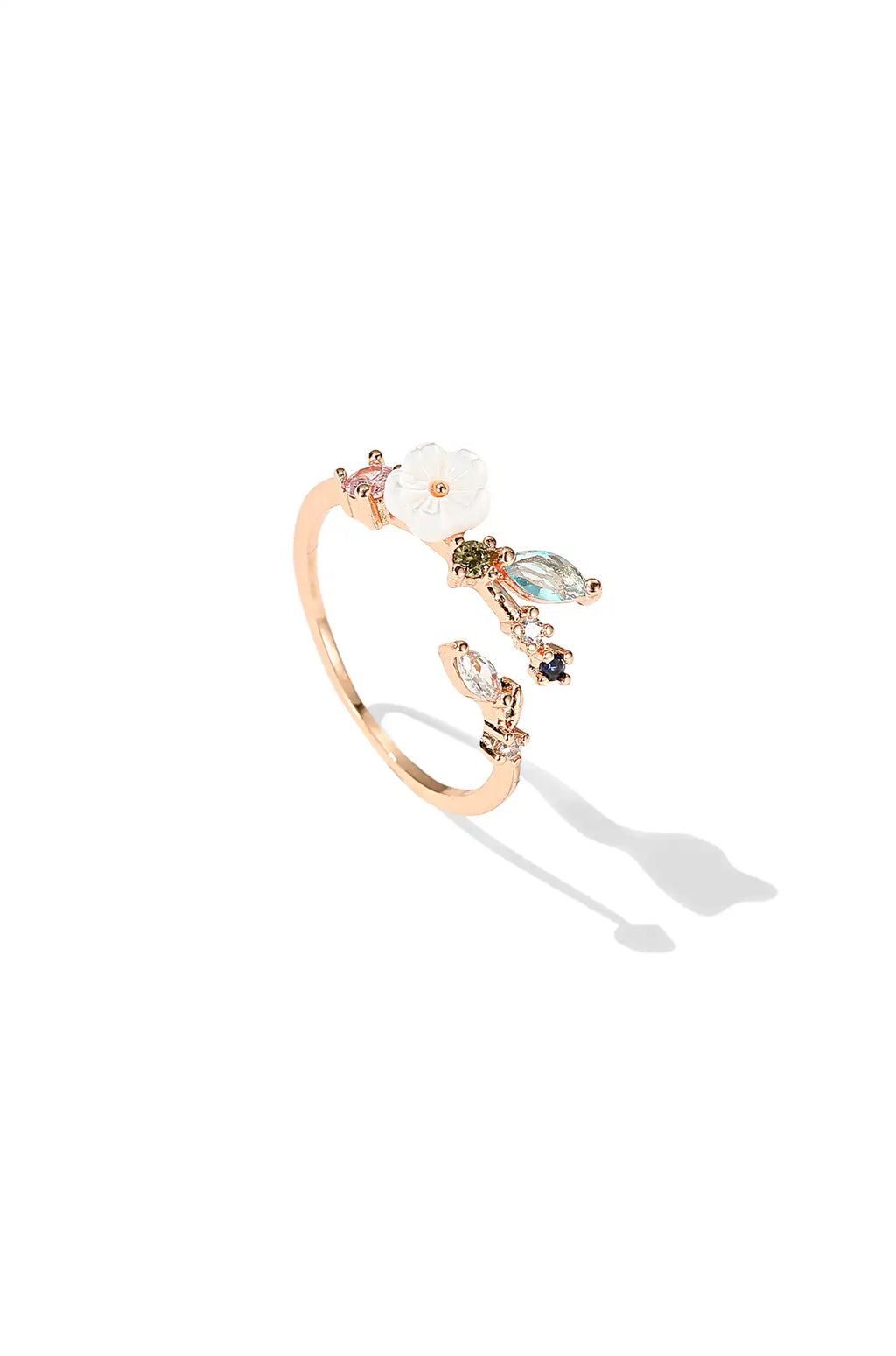 Gem Floral Ring Band