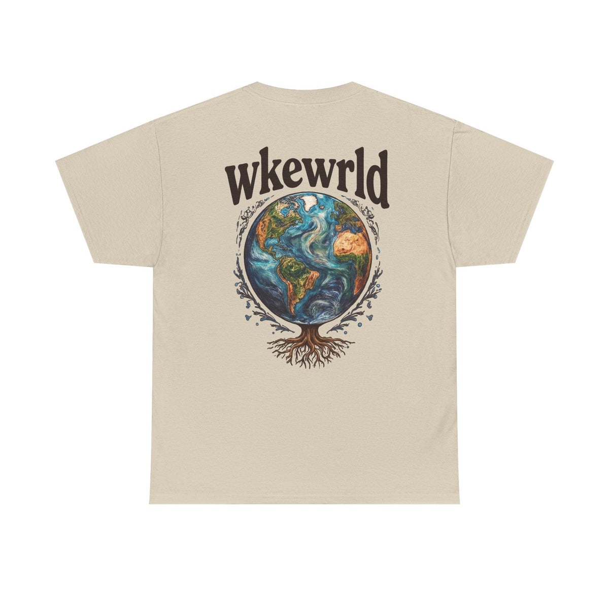 Earth Tree Graphic Tee — "WKE WRLD" Vintage Globe Design