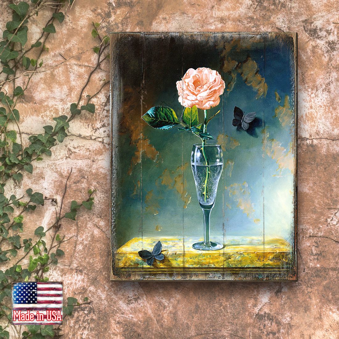 Ameya Rose Art Wooden Wall Art by Nature Wonders - Love Family Kids Decor - 95350B