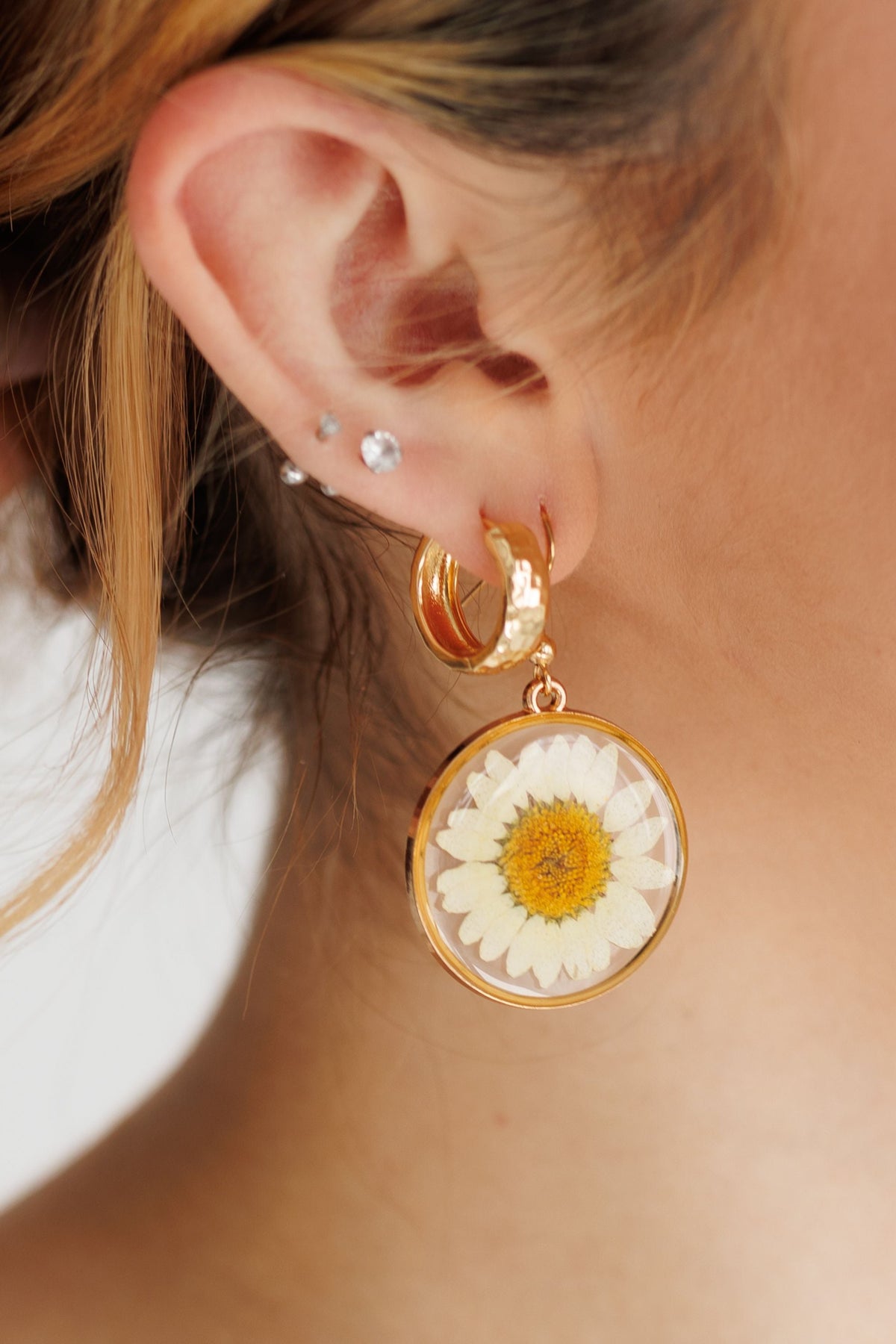 Beautiful Gold or Silver Hammered Hug Earrings