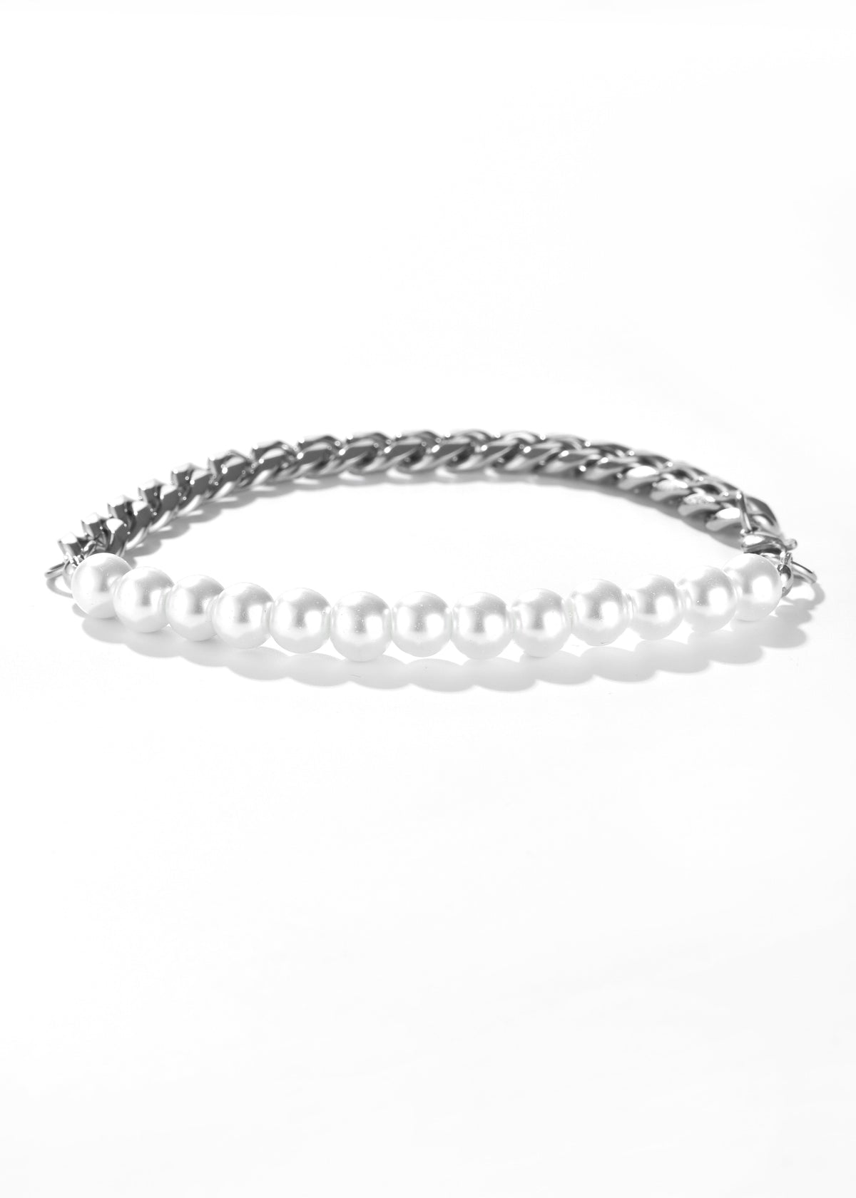 Half Pearl Half Cuban Bracelet
