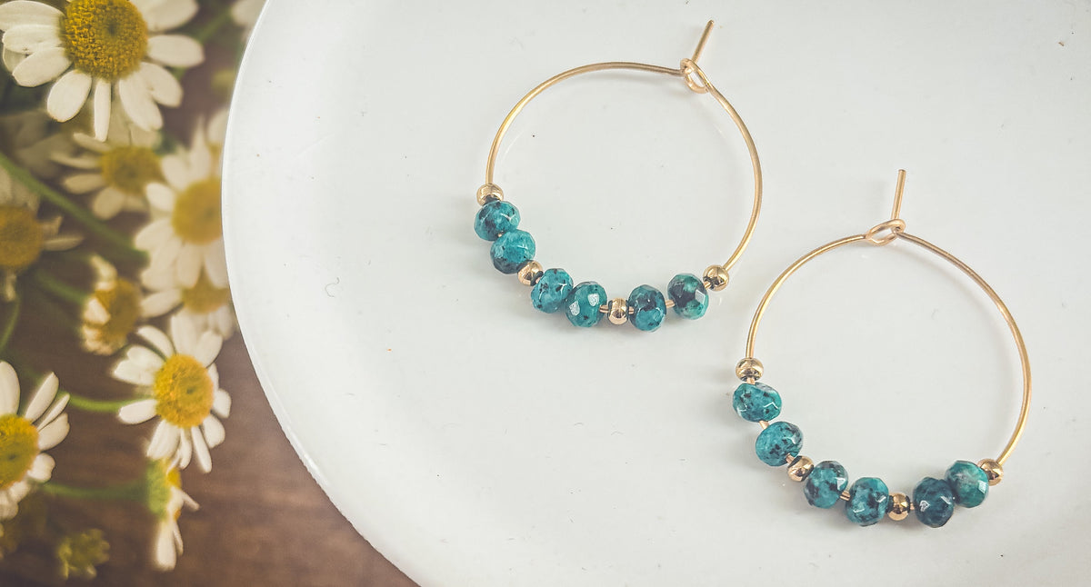 Beautiful Turquoise Stone Hoop Earrings