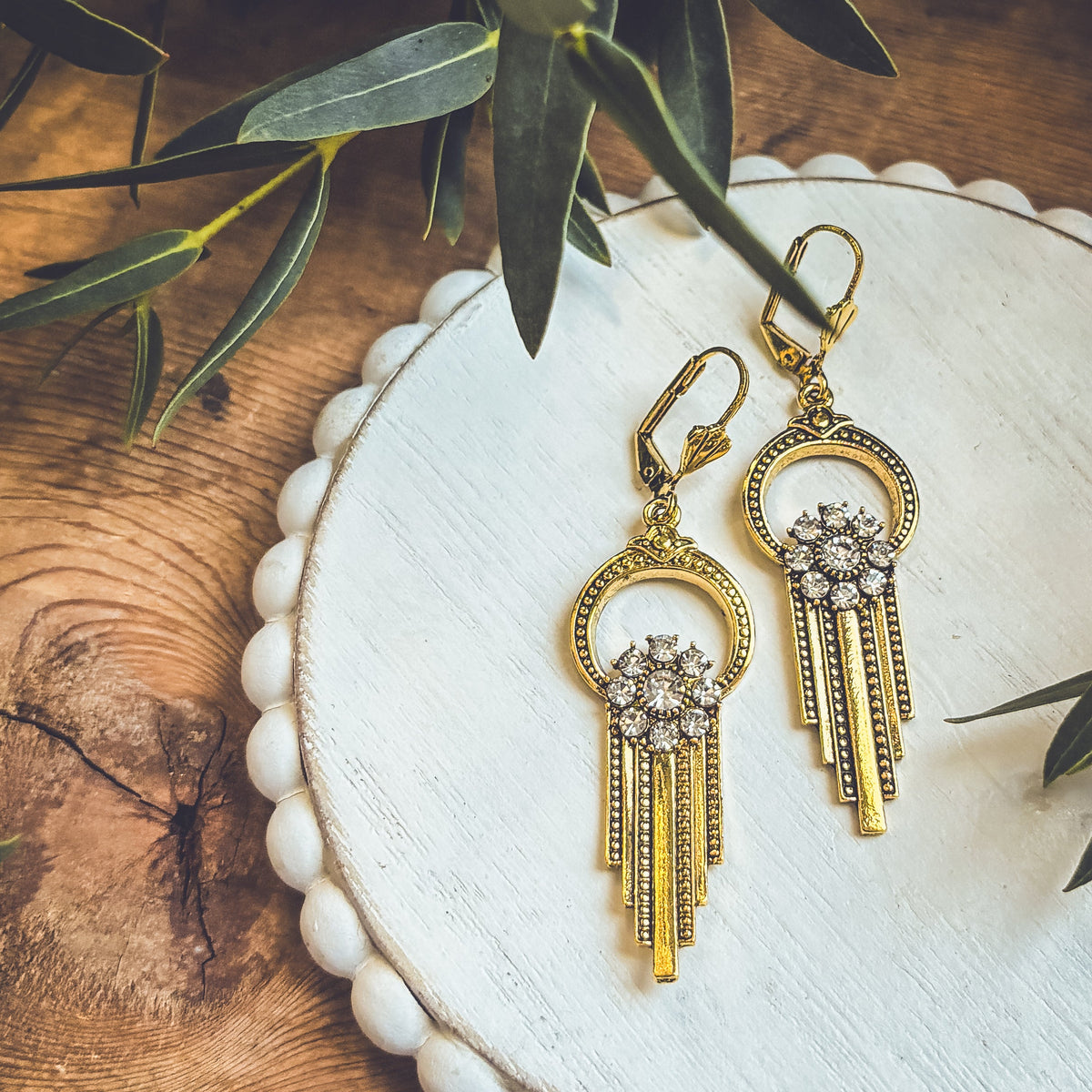 Beautiful Gold and Crystal Victorian Earrings
