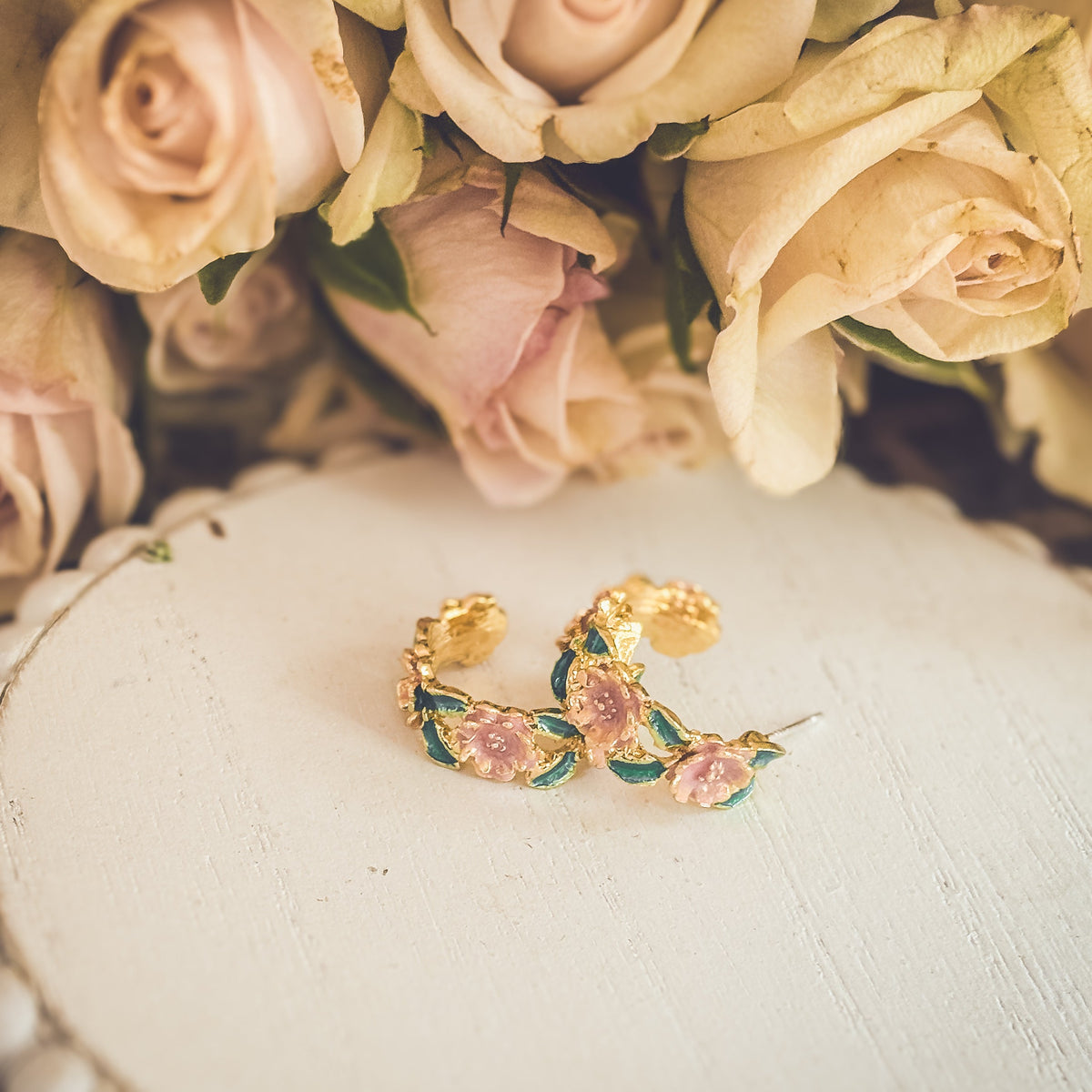 Beautiful Flower Hoop Earrings