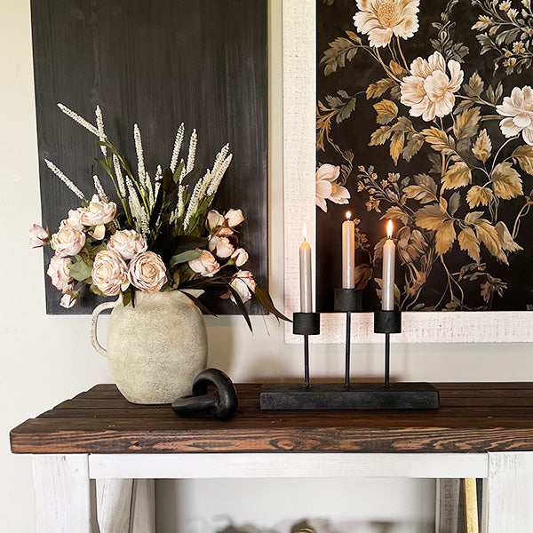Distressed Black Metal Candle Holder