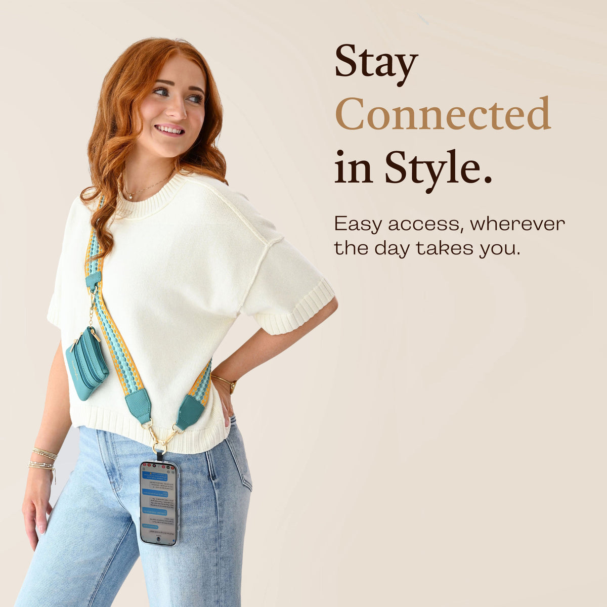 Clip & Go Strap w/Zippered Pouch Fun Dots