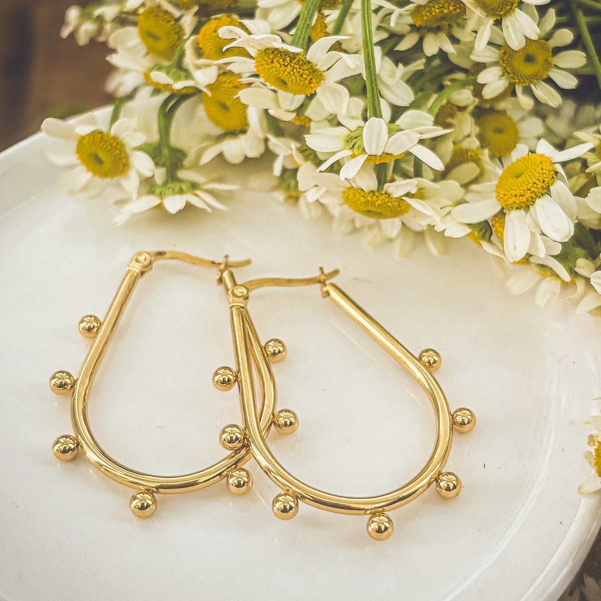 Beautiful Gold Hoop and Bauble Earrings