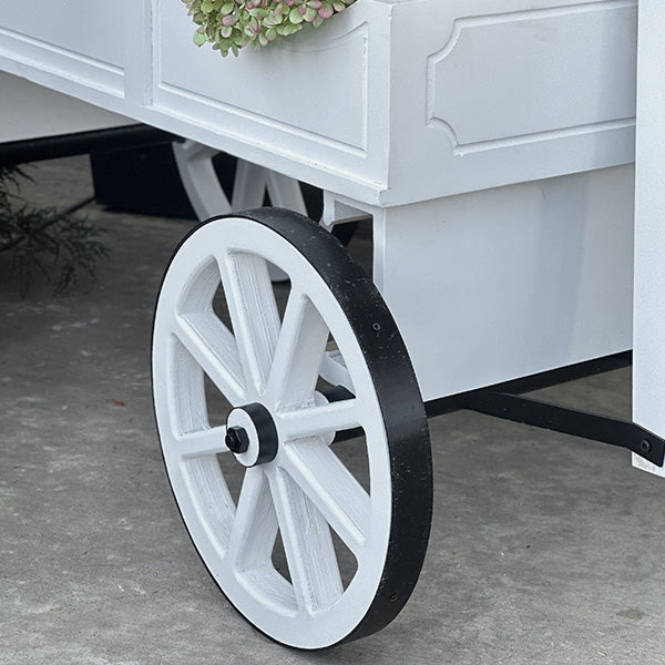 54 Inch Wood and Iron White Display Rolling Cart
