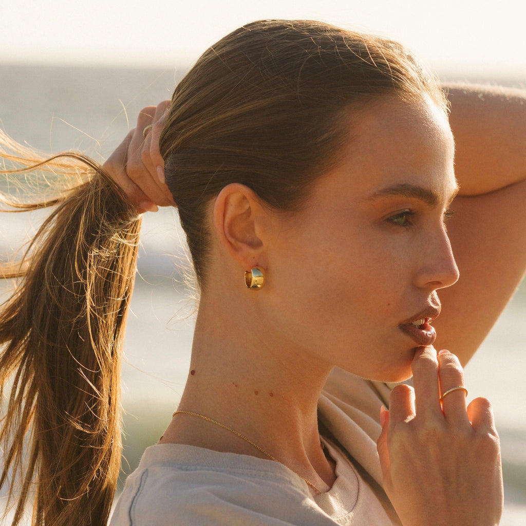 Gold Filled Dome Hoops
