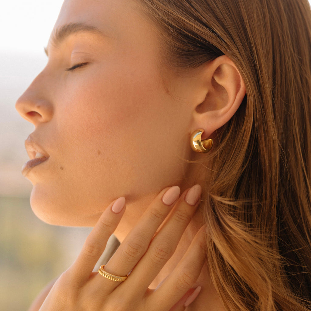 Gold Filled Dome Hoops
