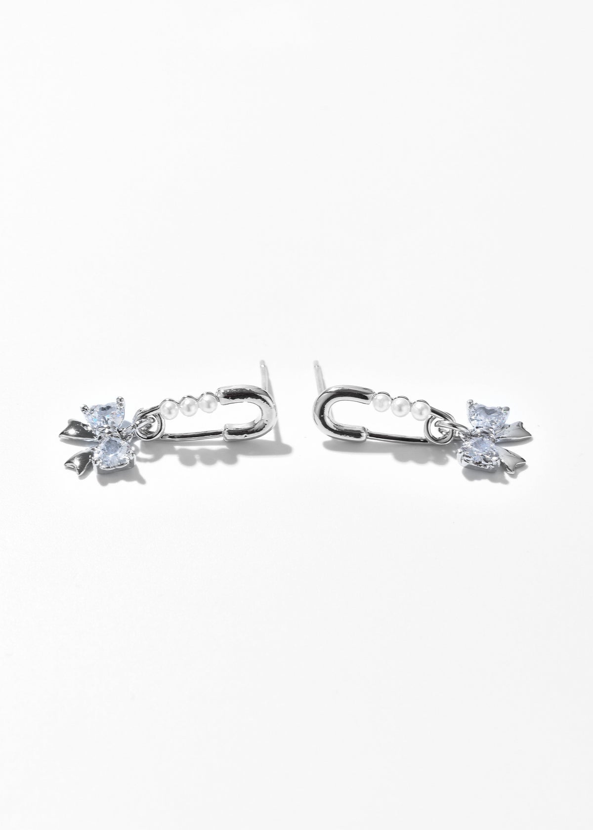 Bow Clip Dangle Stud Earrings