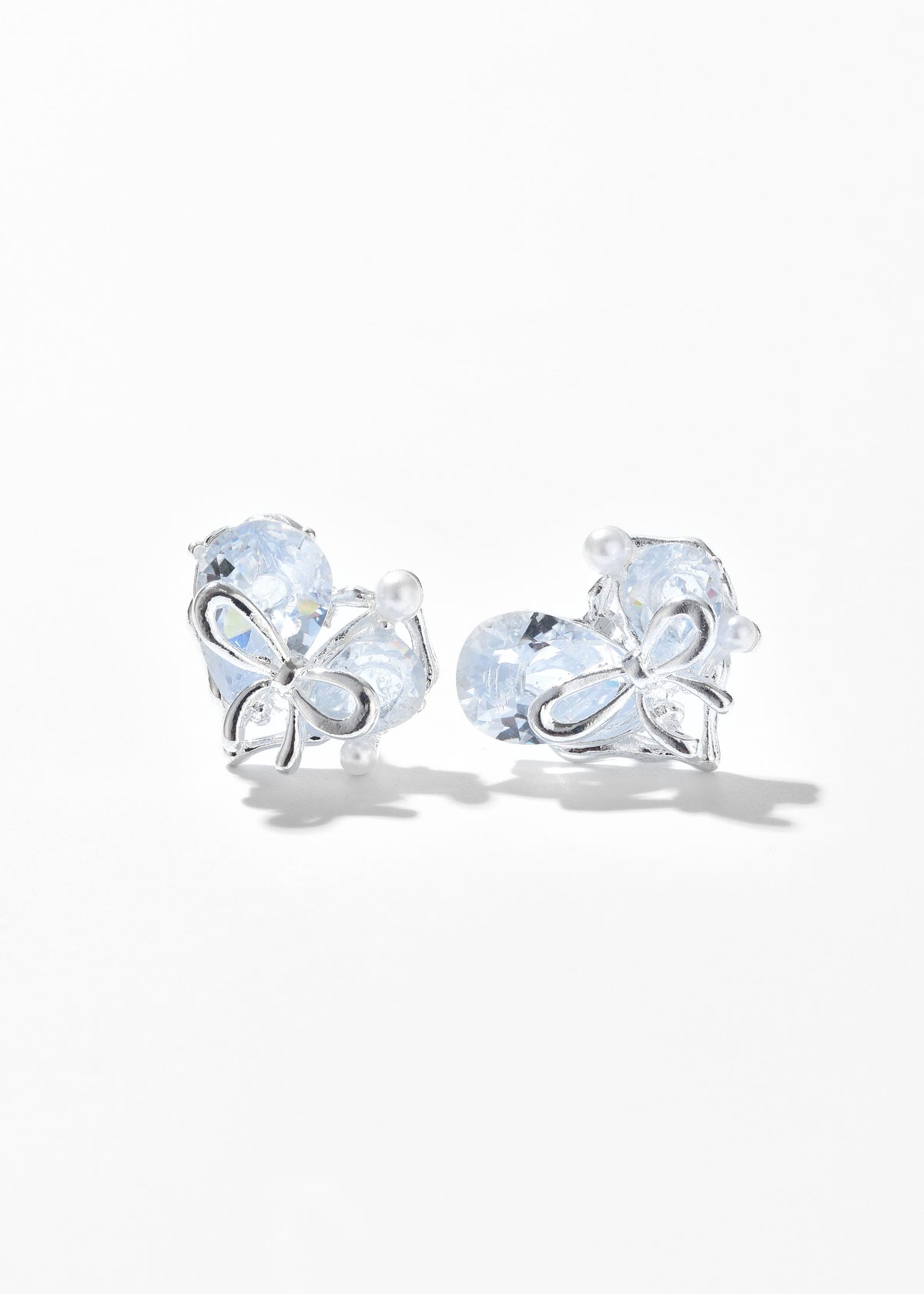 Heart Crystal Bow Earrings