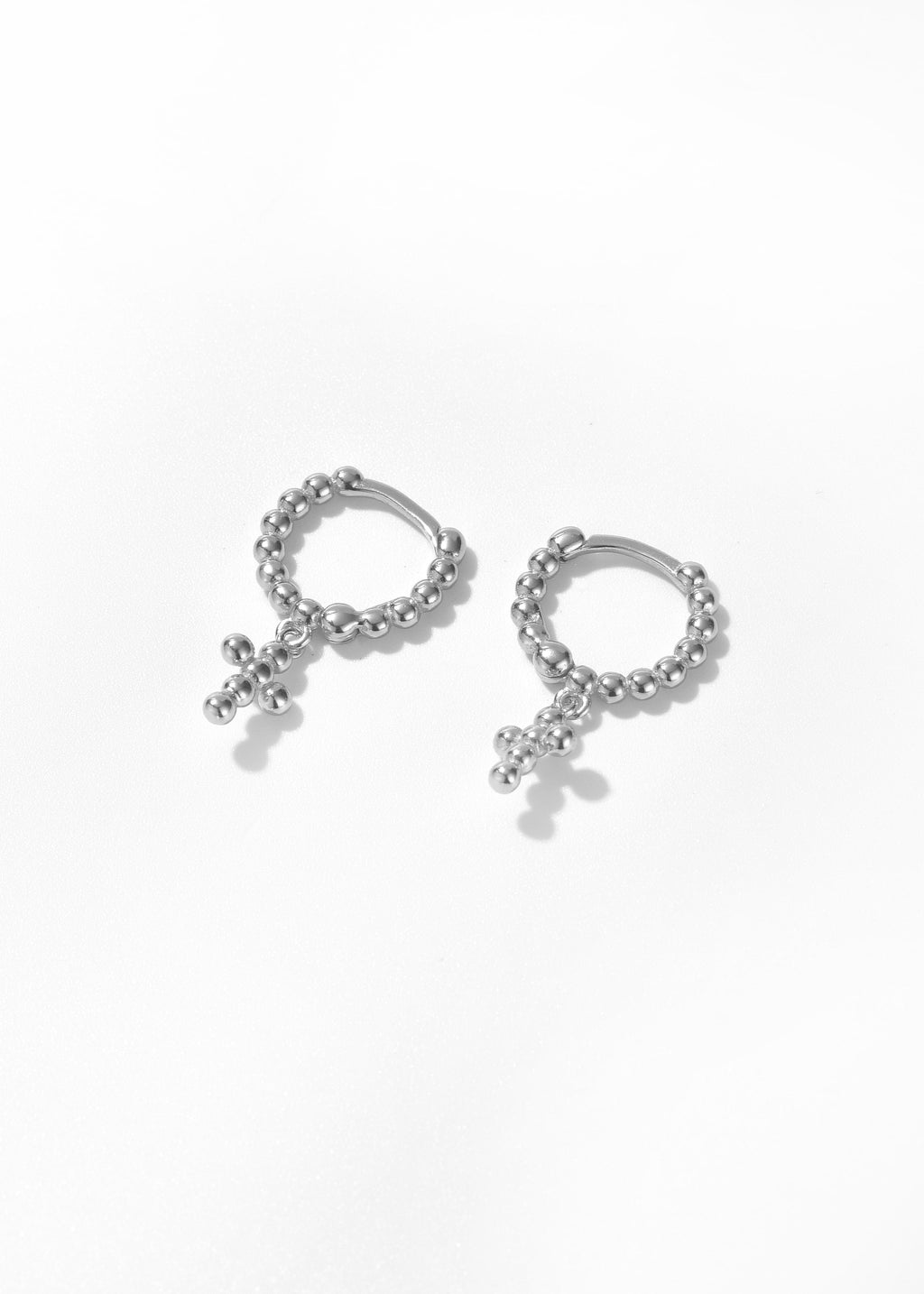 Beaded Hoop Earrings Cross