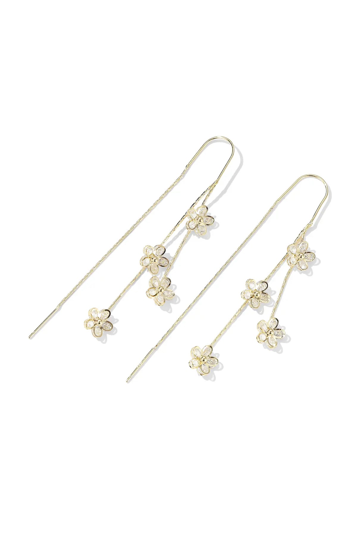 Flower Gold Threader Earrings