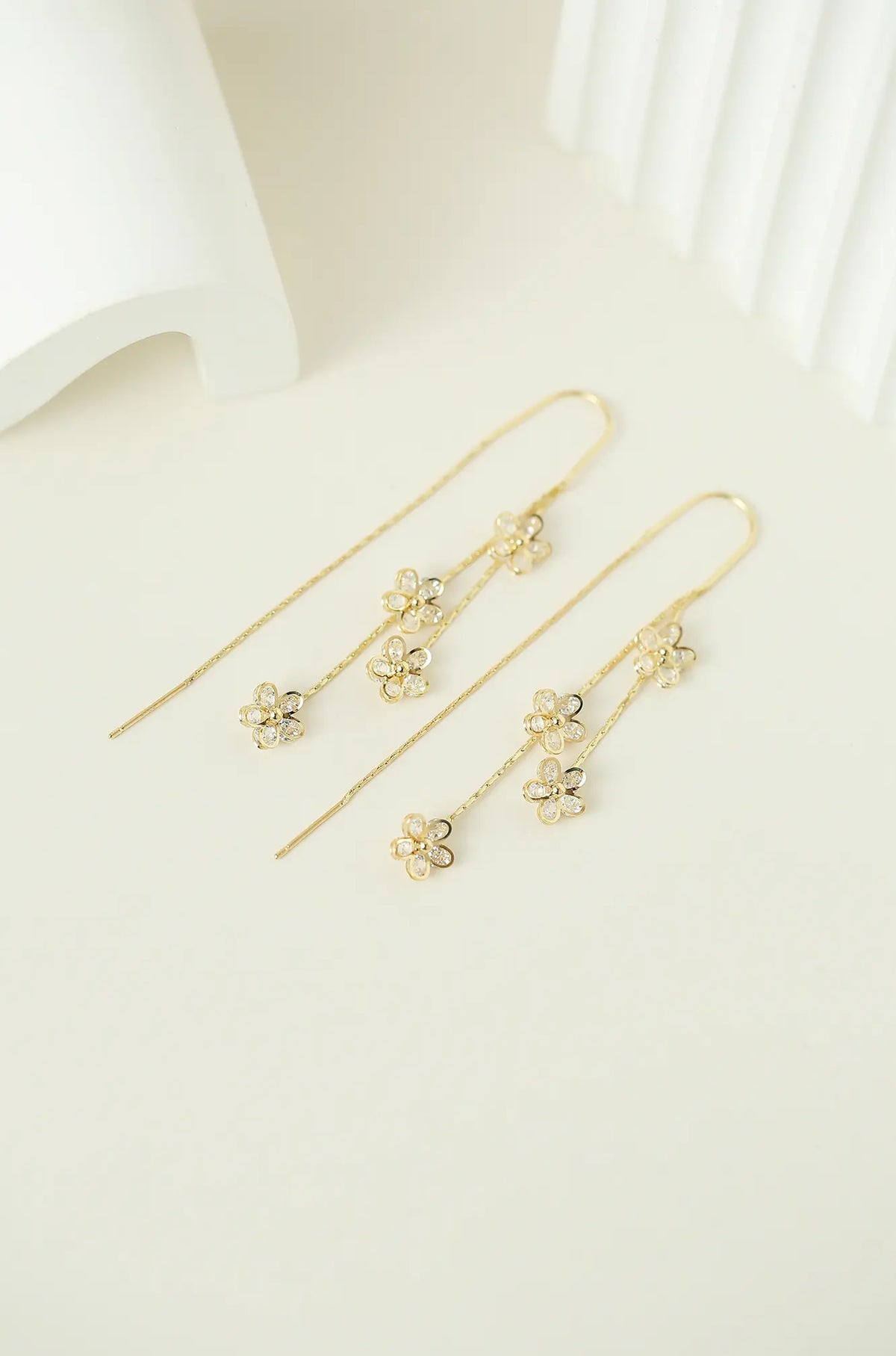 Flower Gold Threader Earrings
