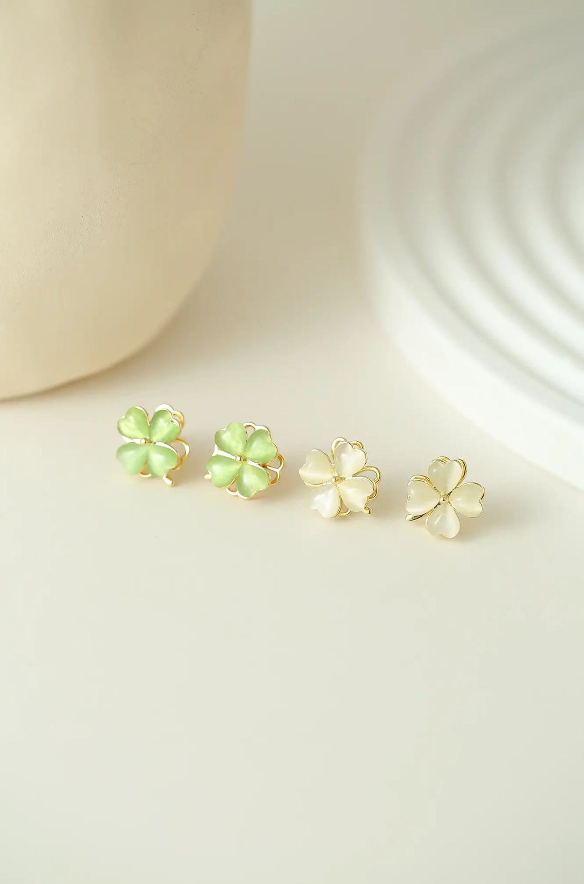 Opal Clover Earrings Studs