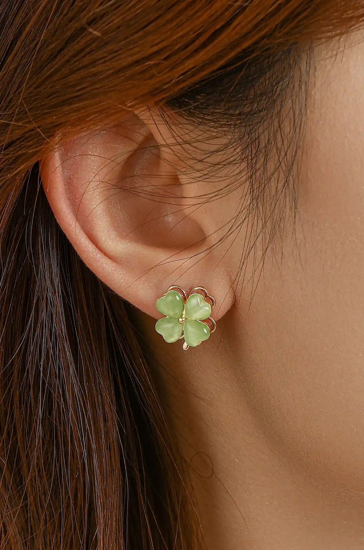 Opal Clover Earrings Studs