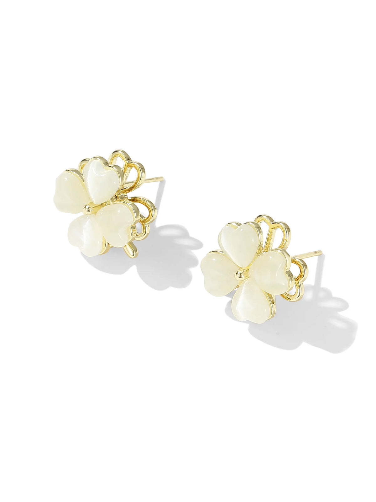 Opal Clover Earrings Studs