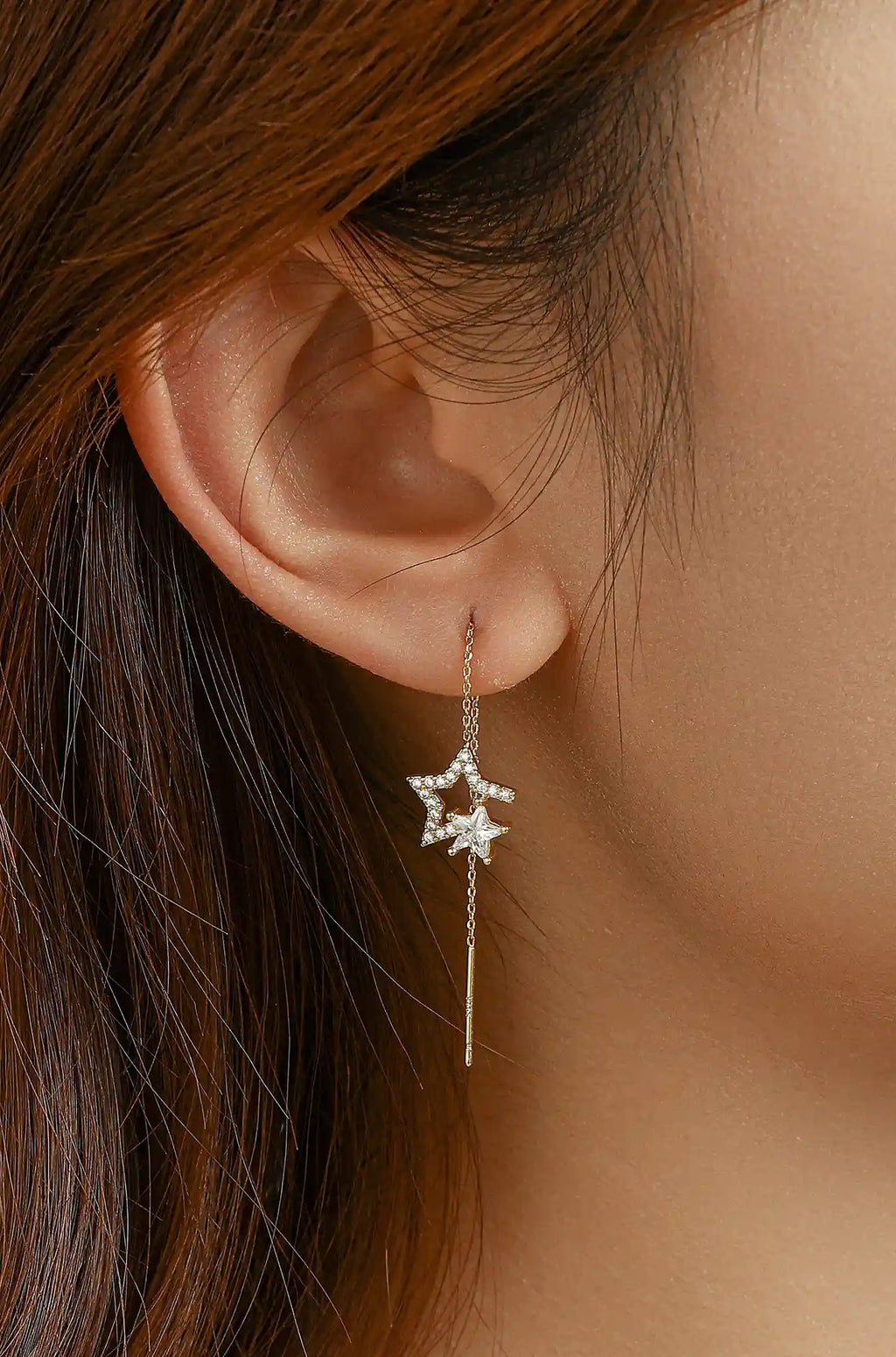 Moon Star Threading Earrings