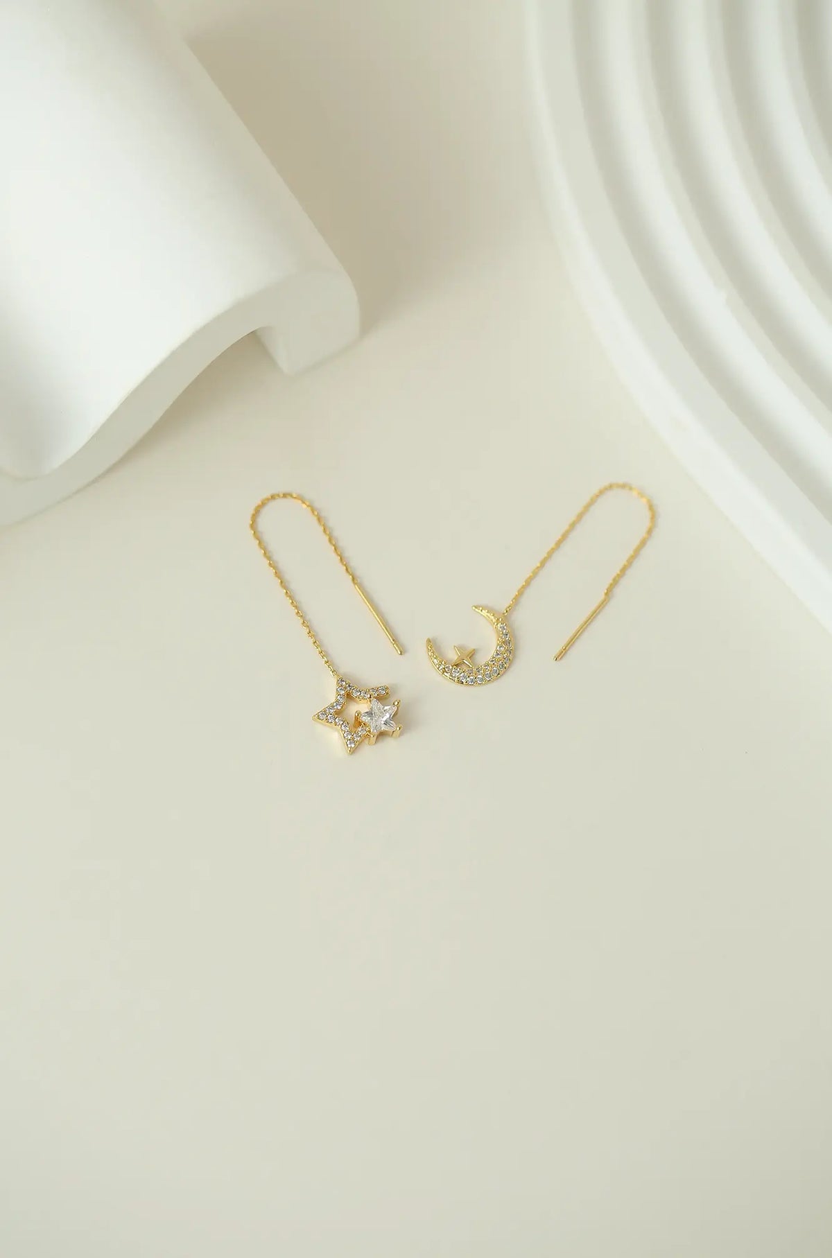 Moon Star Threading Earrings